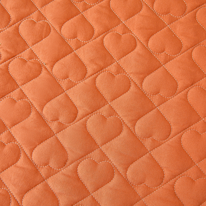 91家纺网 家纺一手货源 找家纺 艾裙海 2025新款云朵棉蕾丝刺绣花边夹棉床裙单床裙床裙单件爱心系列 爱心橙