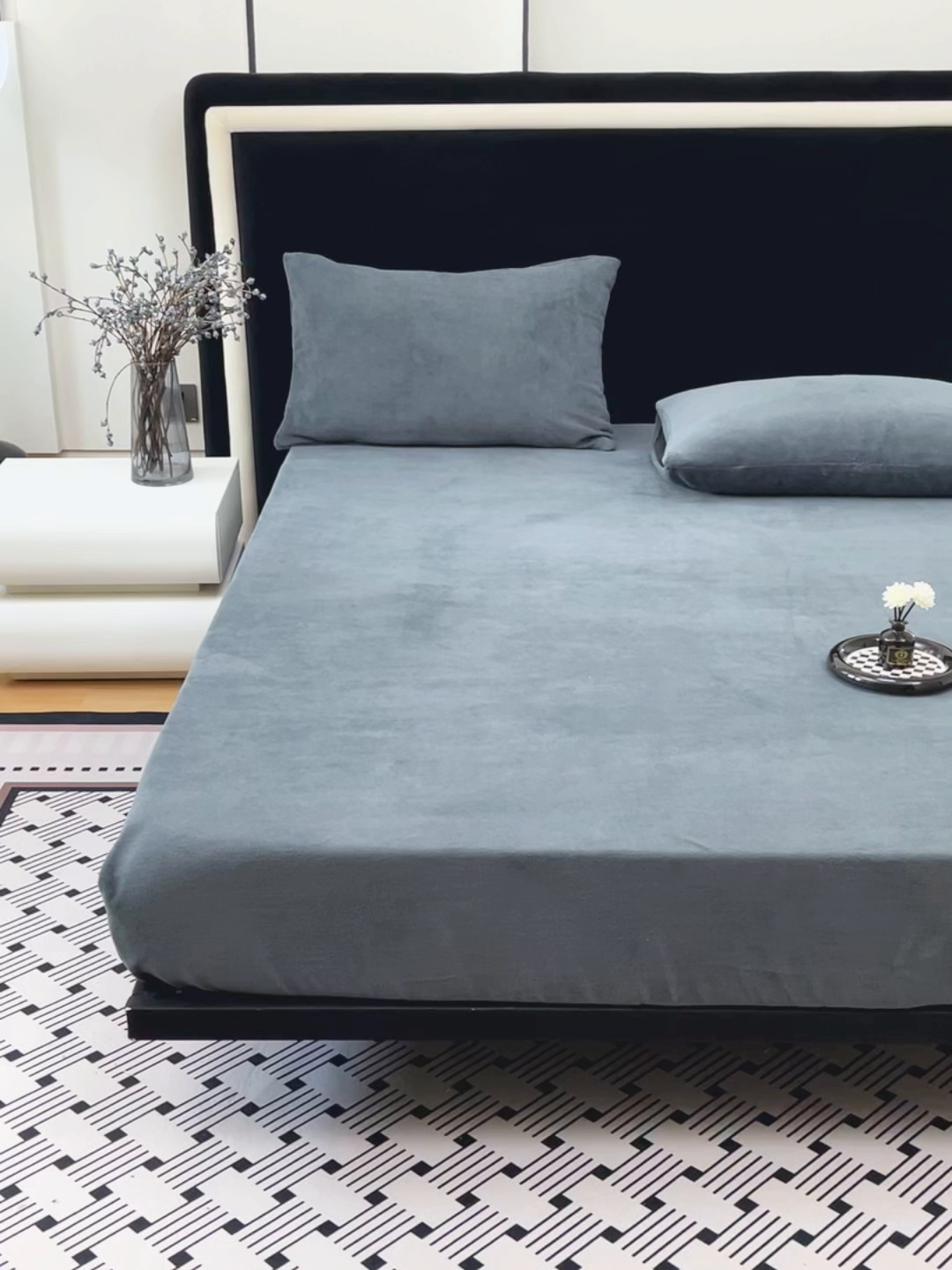 91家纺网 家纺一手货源 找家纺 （总）2025新款高克重纯色保暖牛奶绒单床笠枕套