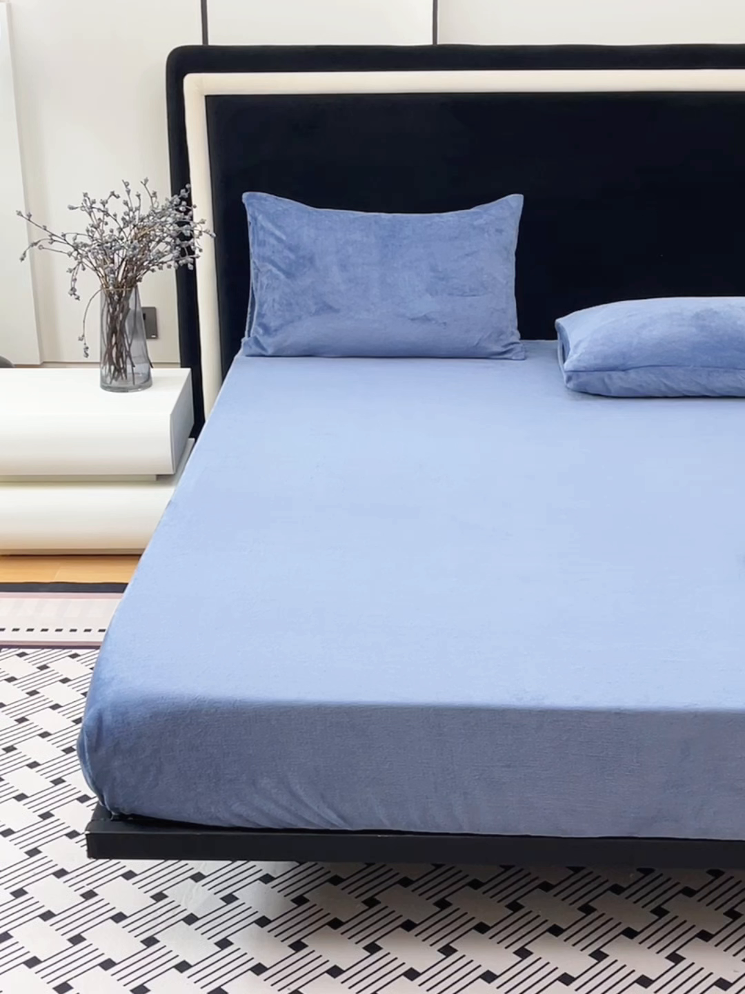 91家纺网 家纺一手货源 找家纺 （总）2025新款高克重纯色保暖牛奶绒单床笠枕套