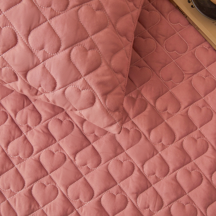 91家纺网 家纺一手货源 找家纺 艾裙海 2025新款云朵棉蕾丝刺绣花边夹棉床裙单床裙床裙单件爱心系列 爱心豆沙