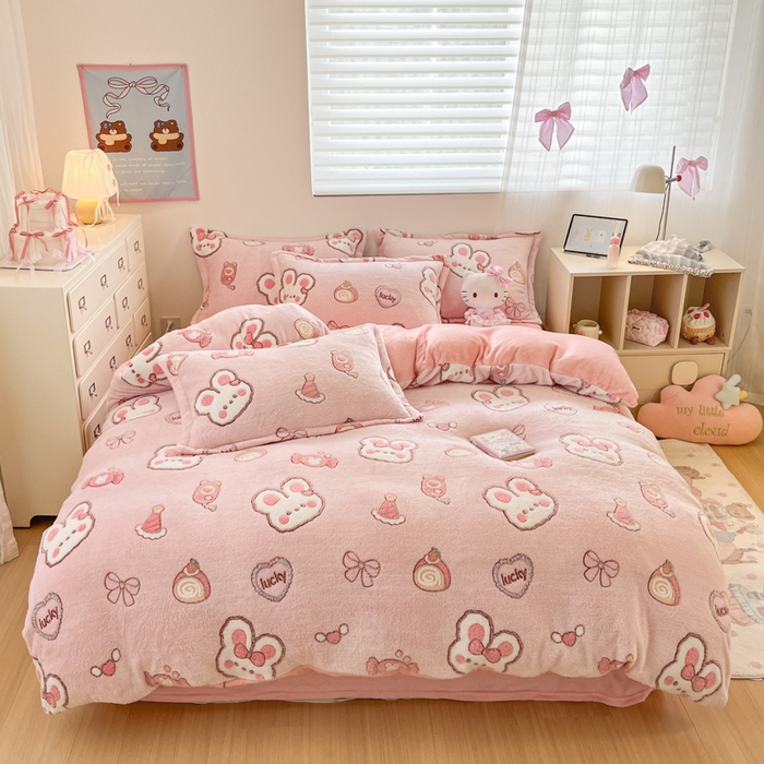 91家纺网 家纺一手货源 找家纺 （总）川悦生活 2025新款立体雪花绒印花大床四件套系列一场景一