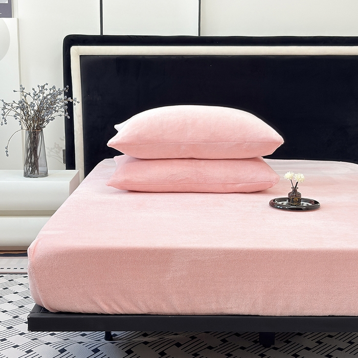 91家纺网 家纺一手货源 找家纺 （总）2025新款高克重纯色保暖牛奶绒单床笠枕套