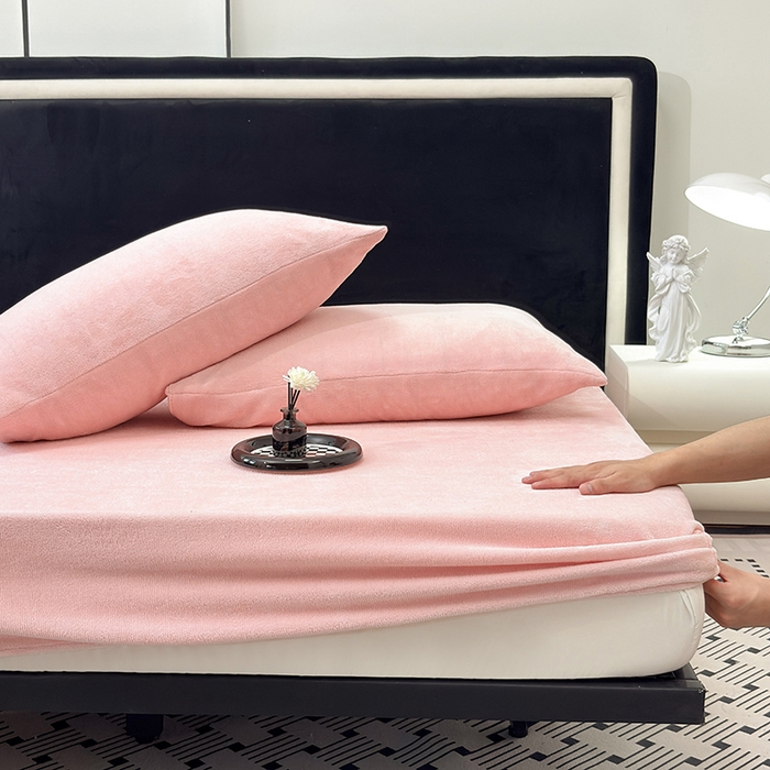 91家纺网 家纺一手货源 找家纺 （总）2025新款高克重纯色保暖牛奶绒单床笠枕套