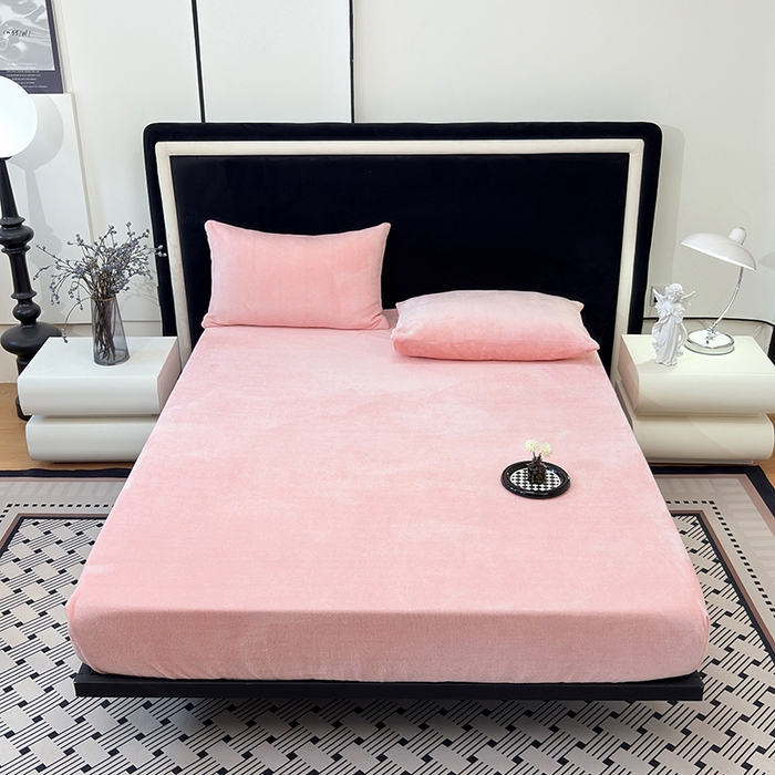 91家纺网 家纺一手货源 找家纺 （总）2025新款高克重纯色保暖牛奶绒单床笠枕套