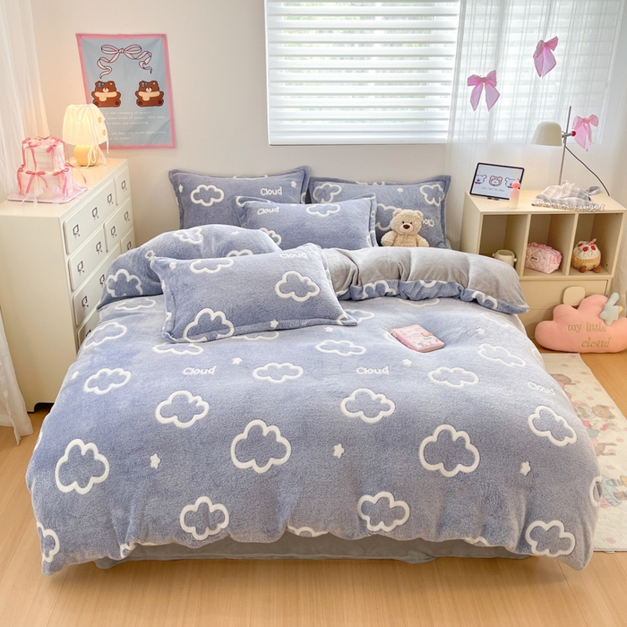 91家纺网 家纺一手货源 找家纺 （总）川悦生活 2025新款立体雪花绒印花大床四件套系列一场景一