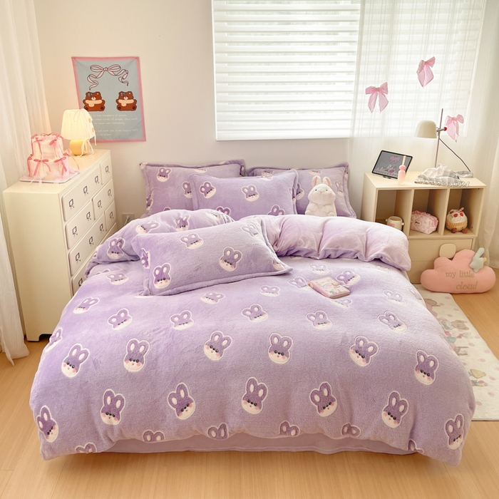 91家纺网 家纺一手货源 找家纺 （总）川悦生活 2025新款立体雪花绒印花大床四件套系列一场景一