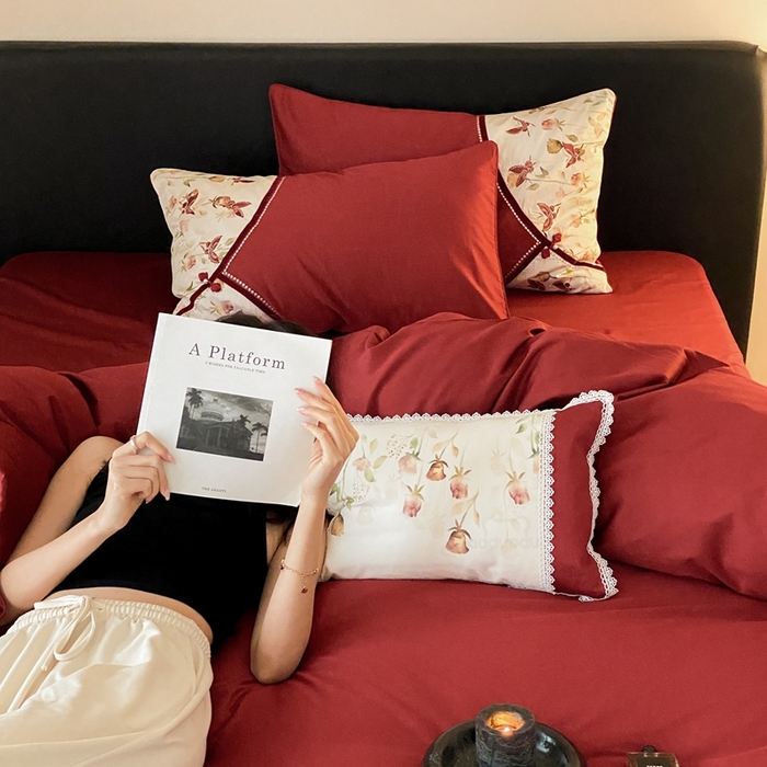 91家纺网 家纺一手货源 找家纺 （总）优然居家纺 2025新款数码印花贴布绣婚庆四件套-醉嫣然