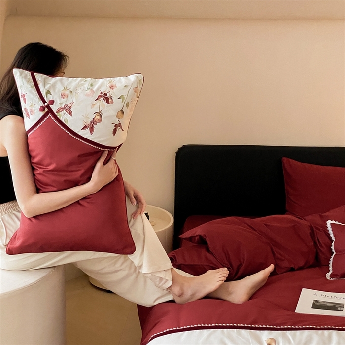 91家纺网 家纺一手货源 找家纺 （总）优然居家纺 2025新款数码印花贴布绣婚庆四件套-醉嫣然