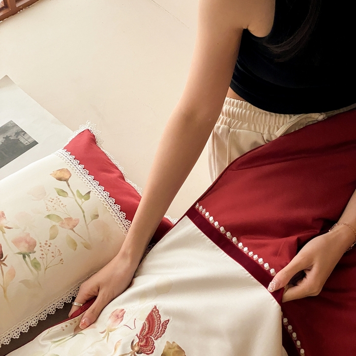 91家纺网 家纺一手货源 找家纺 （总）优然居家纺 2025新款数码印花贴布绣婚庆四件套-醉嫣然