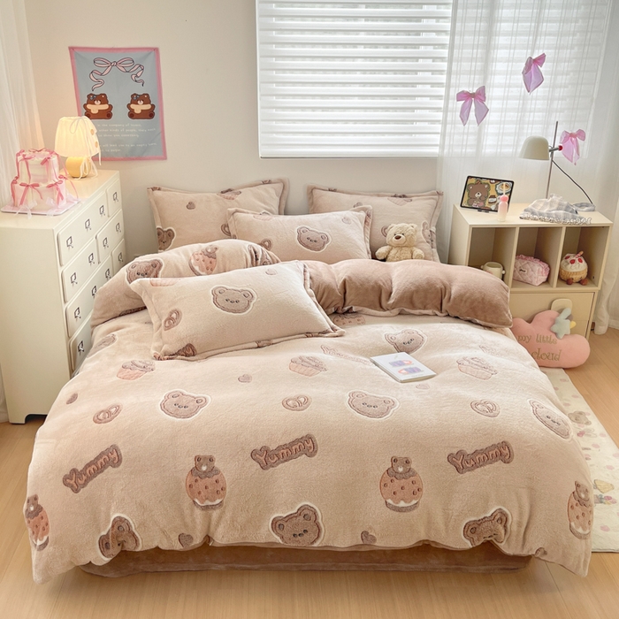 91家纺网 家纺一手货源 找家纺 （总）川悦生活 2025新款立体雪花绒印花大床四件套系列一场景一