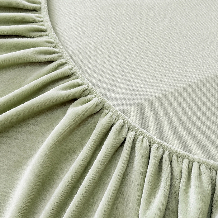 91家纺网 家纺一手货源 找家纺 2025新款高克重纯色保暖牛奶绒单床笠枕套 浅水绿