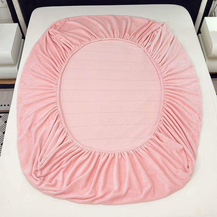 91家纺网 家纺一手货源 找家纺 2025新款高克重纯色保暖牛奶绒单床笠枕套 浅豆沙