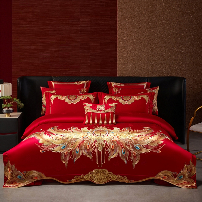 91家纺网 家纺一手货源 找家纺 （总）宏羽纺家纺 2025新款高支高密全棉提花新中式婚庆多件套