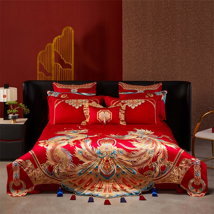 91家纺网 家纺一手货源 找家纺 （总）宏羽纺家纺 2025新款高支高密全棉提花新中式婚庆多件套