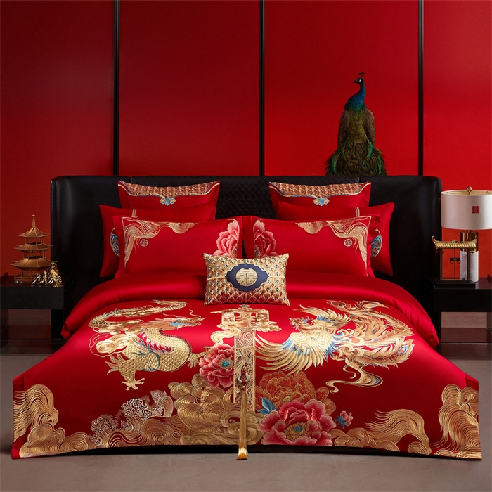 91家纺网 家纺一手货源 找家纺 （总）宏羽纺家纺 2025新款高支高密全棉提花新中式婚庆多件套