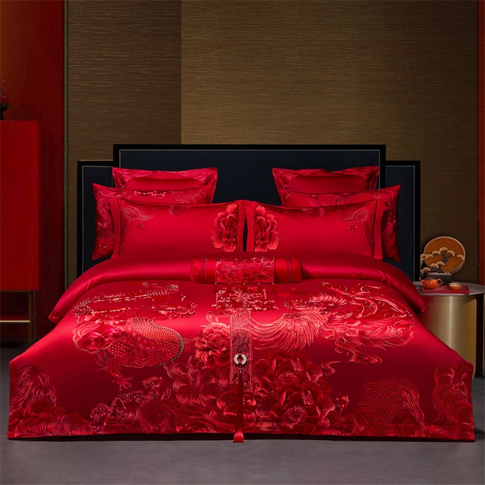 91家纺网 家纺一手货源 找家纺 （总）宏羽纺家纺 2025新款高支高密全棉提花新中式婚庆多件套