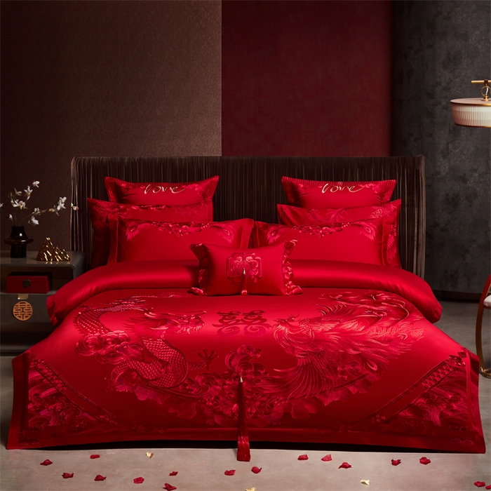 91家纺网 家纺一手货源 找家纺 （总）宏羽纺家纺 2025新款高支高密全棉提花新中式婚庆多件套