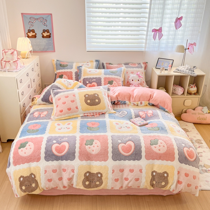 91家纺网 家纺一手货源 找家纺 （总）川悦生活 2025新款立体雪花绒印花大床四件套系列一场景一