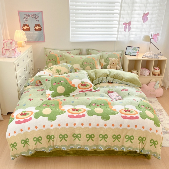 91家纺网 家纺一手货源 找家纺 （总）川悦生活 2025新款立体雪花绒印花大床四件套系列一场景一