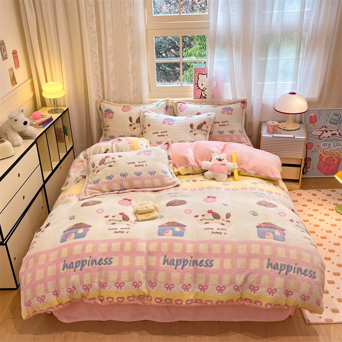 91家纺网 家纺一手货源 找家纺 （总）川悦生活 2025新款立体雪花绒印花大床四件套系列一场景一