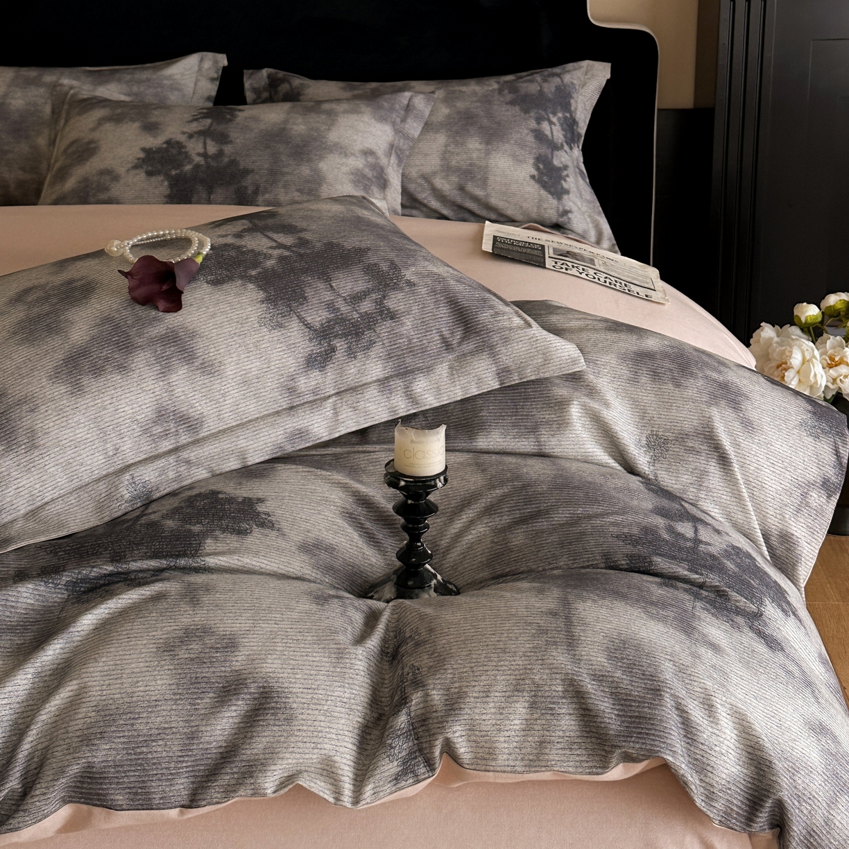 91家纺网 家纺一手货源 找家纺 （总）羚羊语家纺 2025新款A类全棉生态磨毛100棉数码印花四件套活性磨毛轻奢美拉德系简约花卉床单床笠三件套