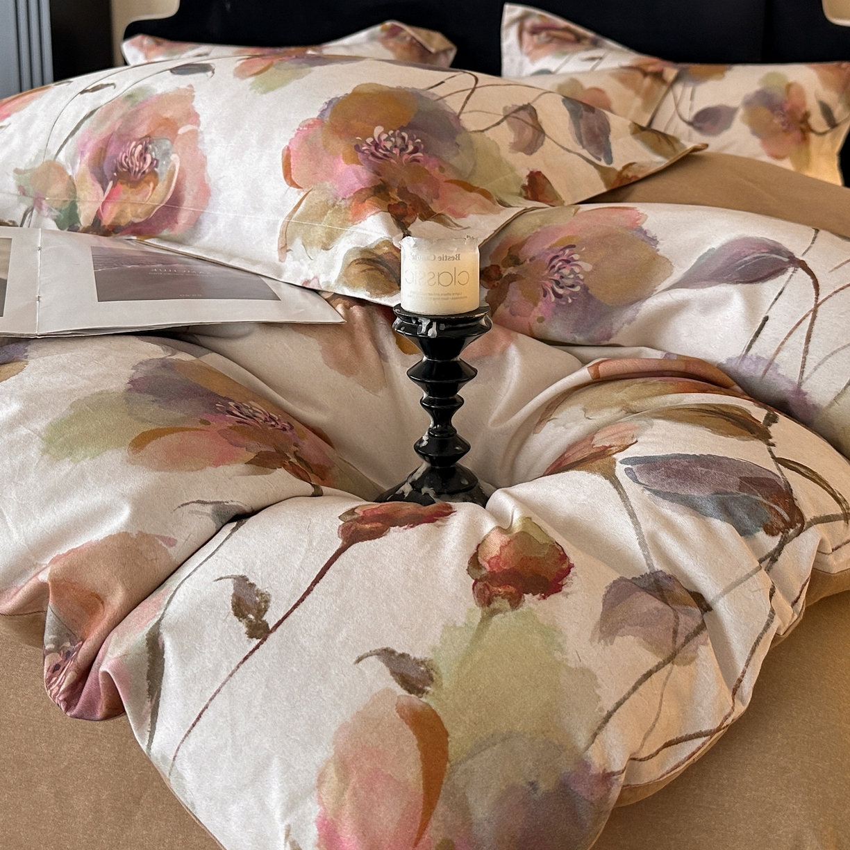 91家纺网 家纺一手货源 找家纺 （总）羚羊语家纺 2025新款A类全棉生态磨毛100棉数码印花四件套活性磨毛轻奢美拉德系简约花卉床单床笠三件套