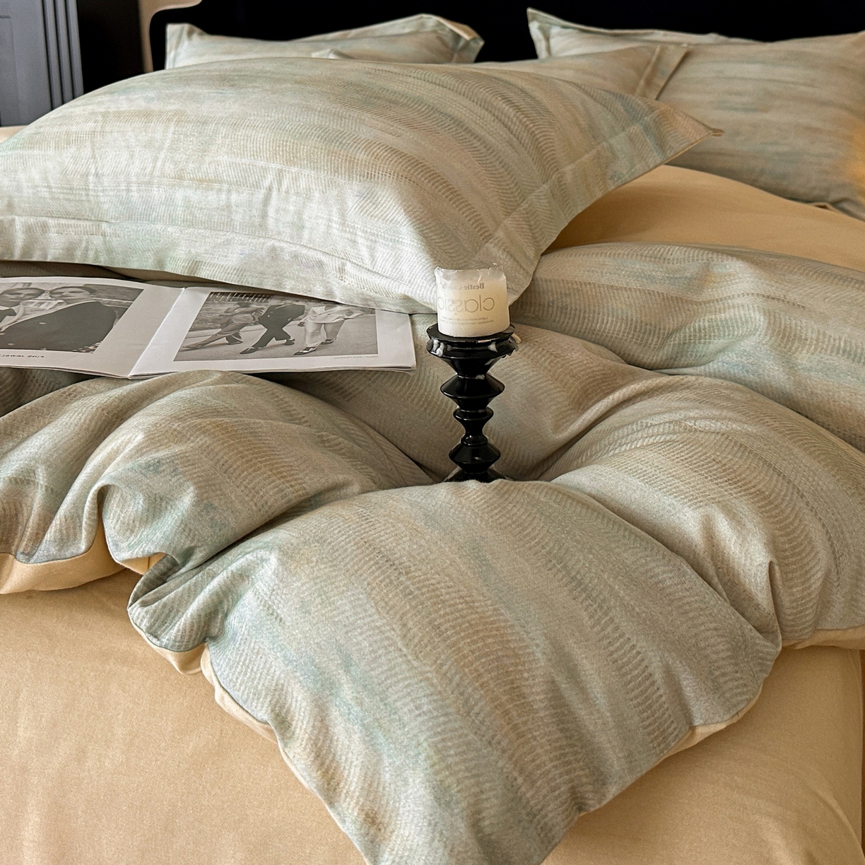 91家纺网 家纺一手货源 找家纺 羚羊语家纺 2025新款A类全棉生态磨毛100棉数码印花四件套活性磨毛轻奢美拉德系简约花卉床单床笠三件套 江山里