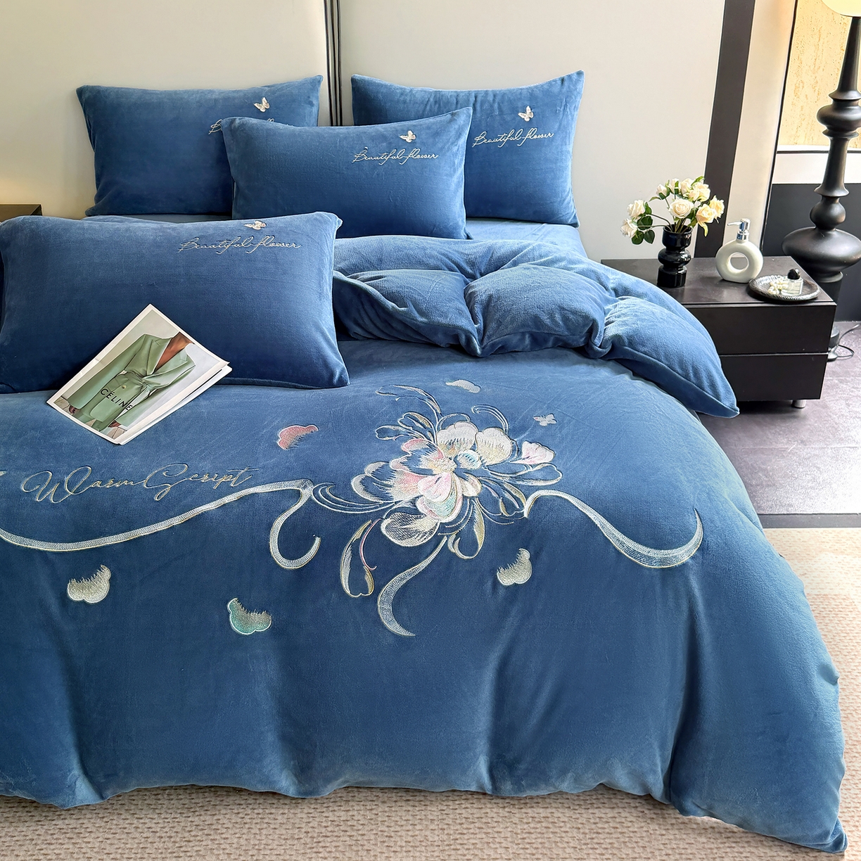 91家纺网 家纺一手货源 找家纺 （总）莱凯家纺 2025新款牛奶绒刺绣四件套