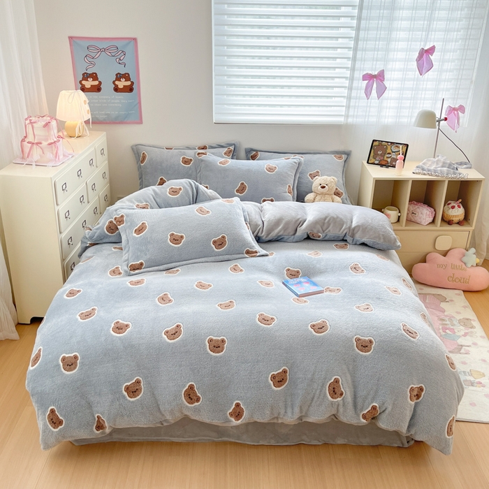 川悦生活 2025新款立体雪花绒印花大床四件套系列一场景一 波波熊