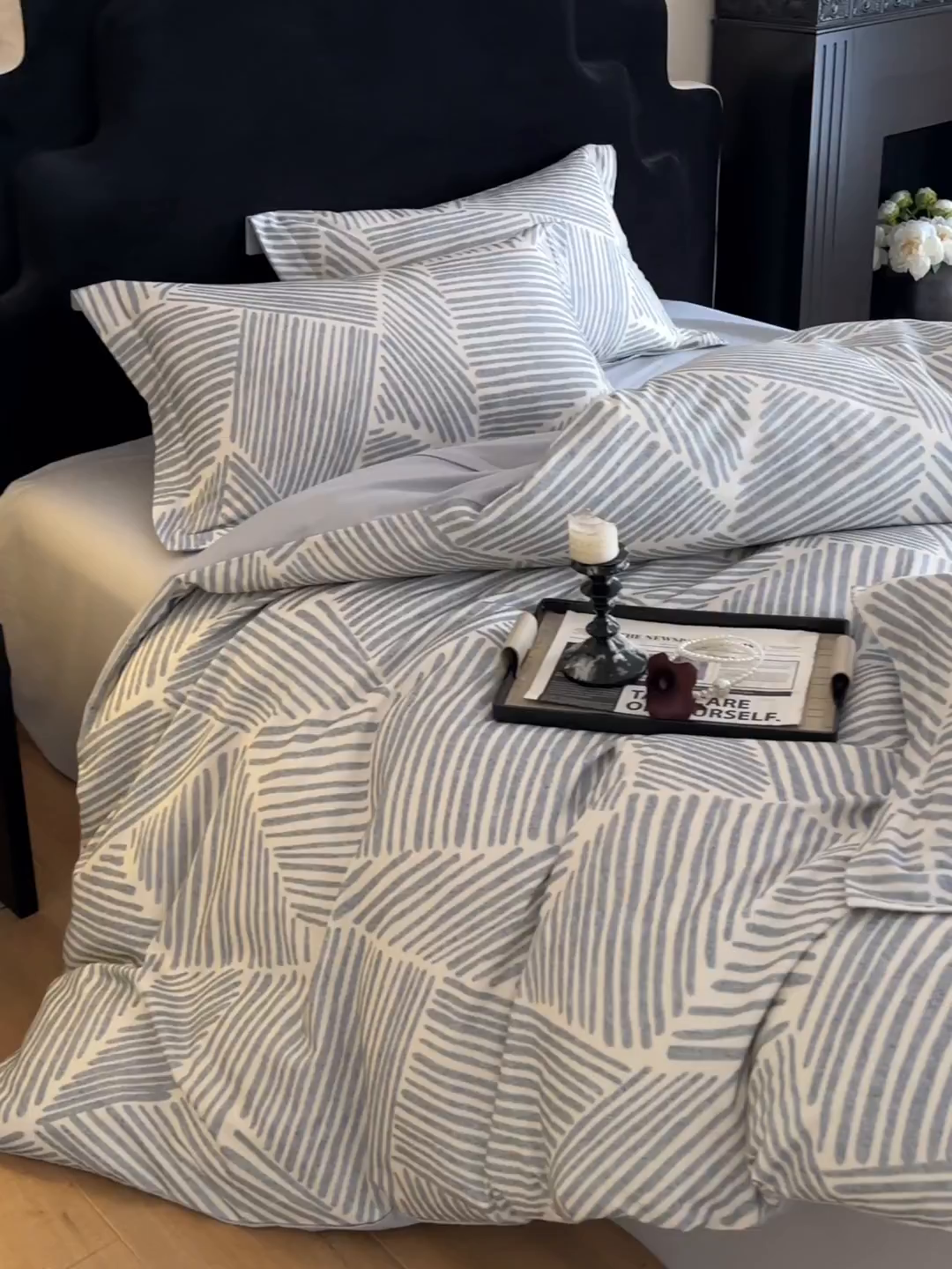 91家纺网 家纺一手货源 找家纺 羚羊语家纺 2025新款A类全棉生态磨毛100棉数码印花四件套活性磨毛轻奢美拉德系简约花卉床单床笠三件套 印象派