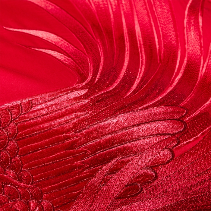 91家纺网 家纺一手货源 找家纺 宏羽纺家纺 2025新款高支高密全棉提花新中式婚庆多件套 高支高密龙凤祥福-红