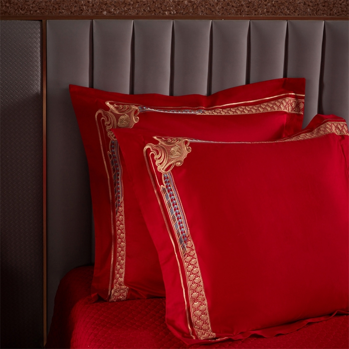 91家纺网 家纺一手货源 找家纺 宏羽纺家纺 2025新款高支高密全棉提花新中式婚庆多件套 高支高密龙凤祥福-金