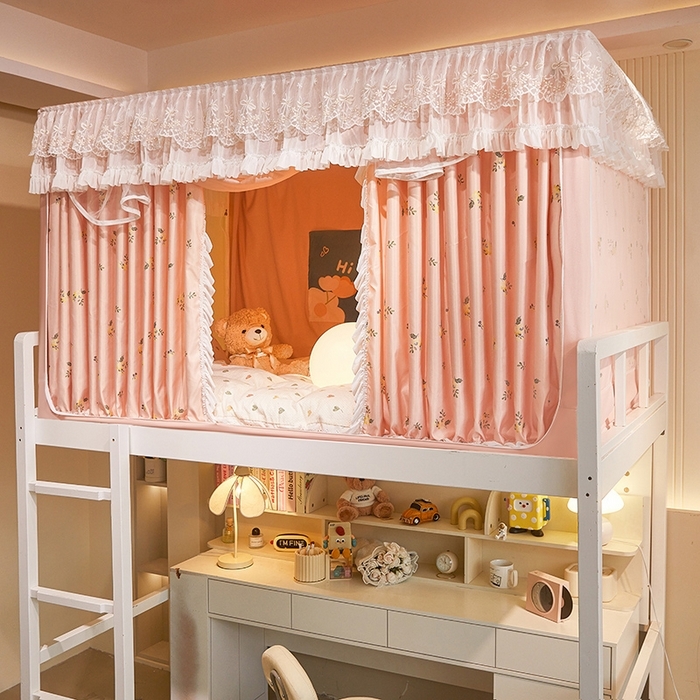 91家纺网 家纺一手货源 找家纺 （总）富莱星蚊帐 2025新款无涂层温和植绒强遮光学生蚊帐-浅语