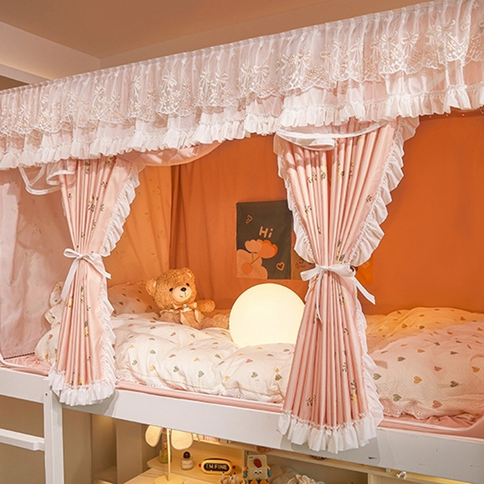 91家纺网 家纺一手货源 找家纺 （总）富莱星蚊帐 2025新款无涂层温和植绒强遮光学生蚊帐-浅语