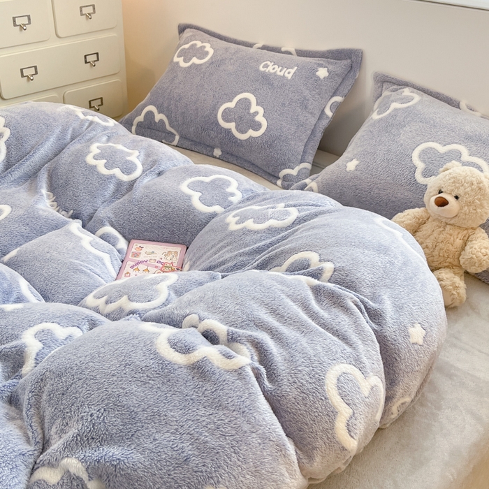 91家纺网 家纺一手货源 找家纺 川悦生活 2025新款立体雪花绒印花大床四件套系列一场景一 奶味云朵