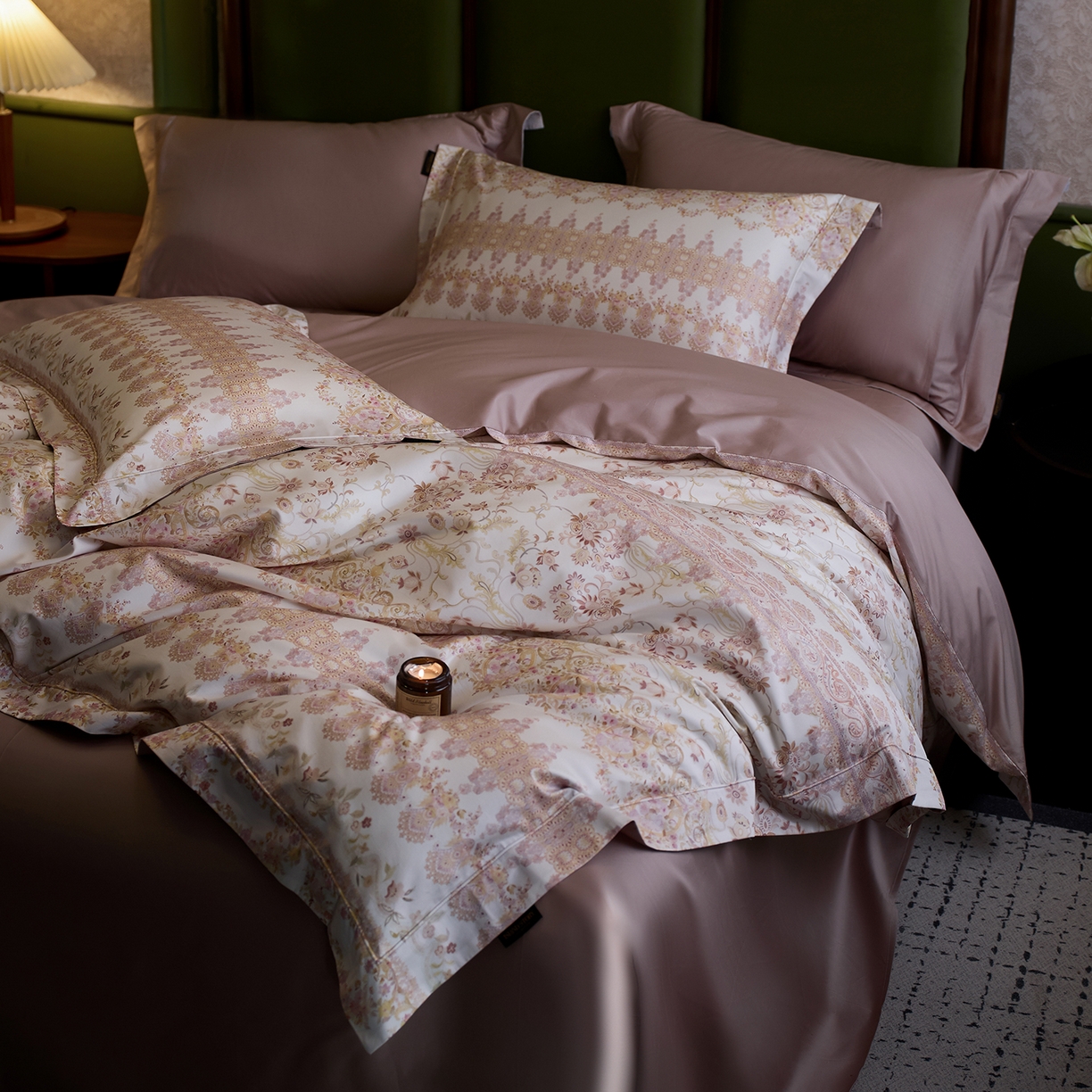 2025新款 【不断货】70SA类轻奢长绒棉印花四件套正品YKK拉链+精品做工+独版（控价，不低于458） 花漾梦境