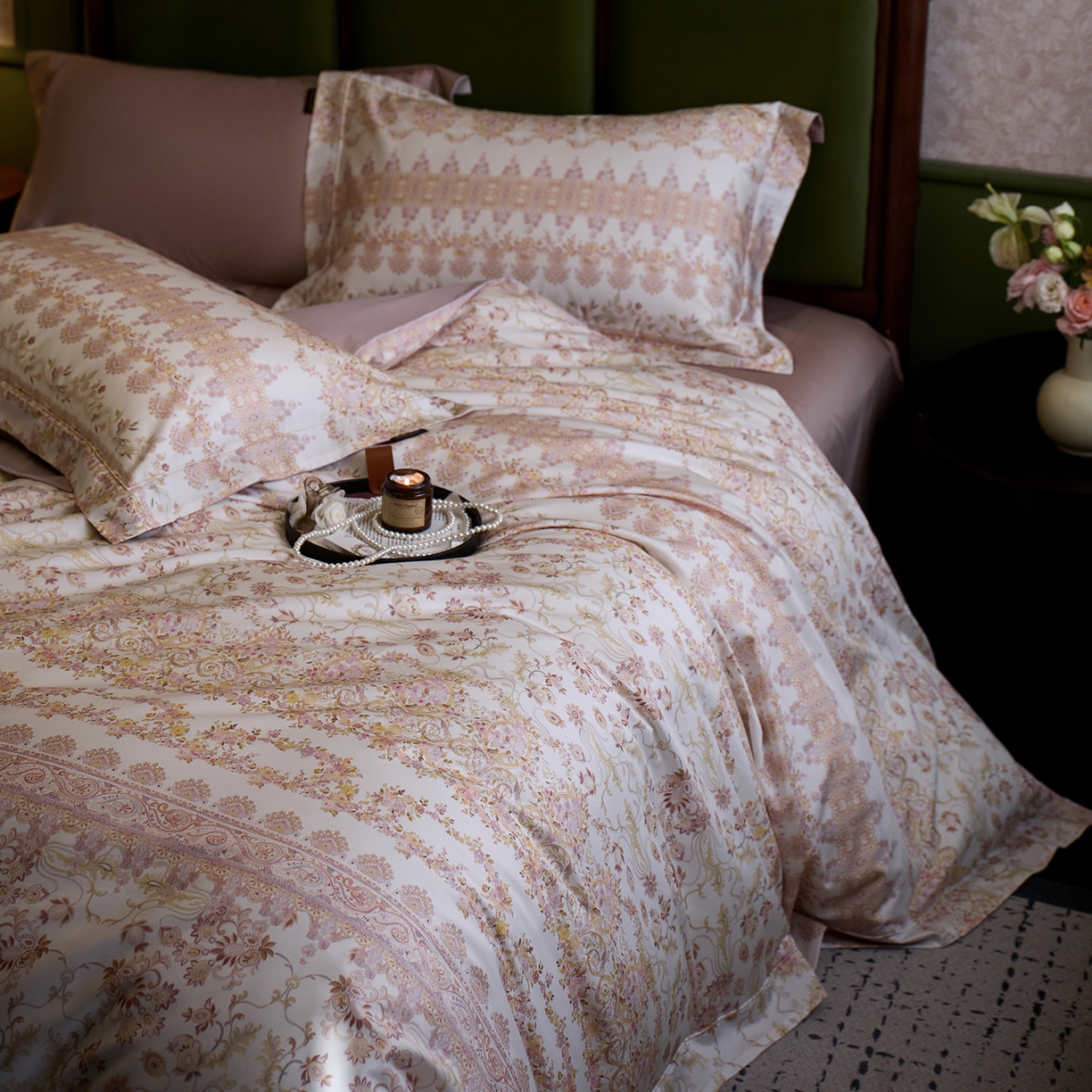 91家纺网 家纺一手货源 找家纺 2025新款 【不断货】70SA类轻奢长绒棉印花四件套正品YKK拉链+精品做工+独版（控价，不低于458） 花漾梦境