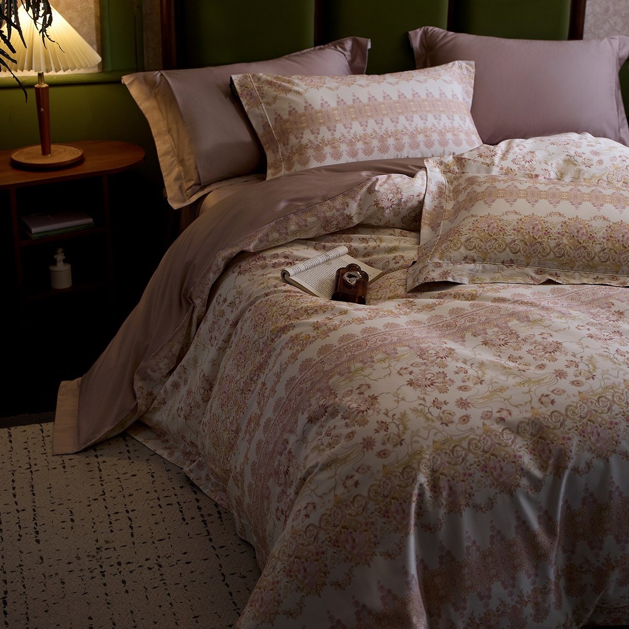 91家纺网 家纺一手货源 找家纺 2025新款 【不断货】70SA类轻奢长绒棉印花四件套正品YKK拉链+精品做工+独版（控价，不低于458） 花漾梦境