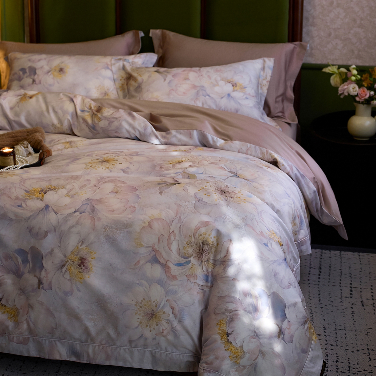 91家纺网 家纺一手货源 找家纺 2025新款 【不断货】70SA类轻奢长绒棉印花四件套正品YKK拉链+精品做工+独版（控价，不低于458） 花吟