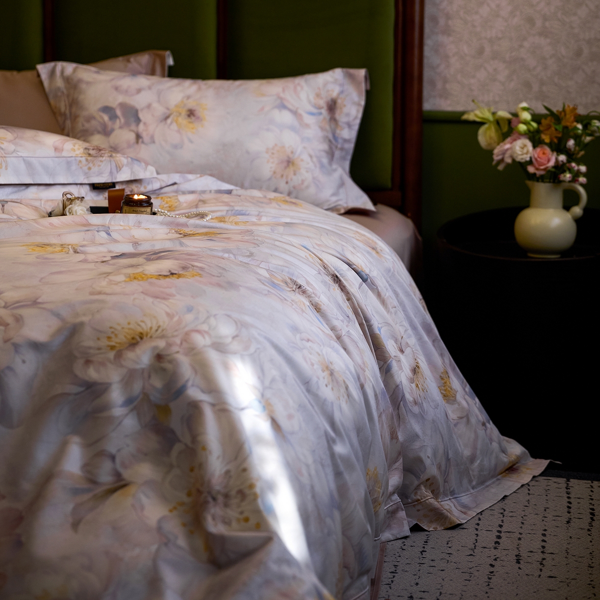 91家纺网 家纺一手货源 找家纺 2025新款 【不断货】70SA类轻奢长绒棉印花四件套正品YKK拉链+精品做工+独版（控价，不低于458） 花吟