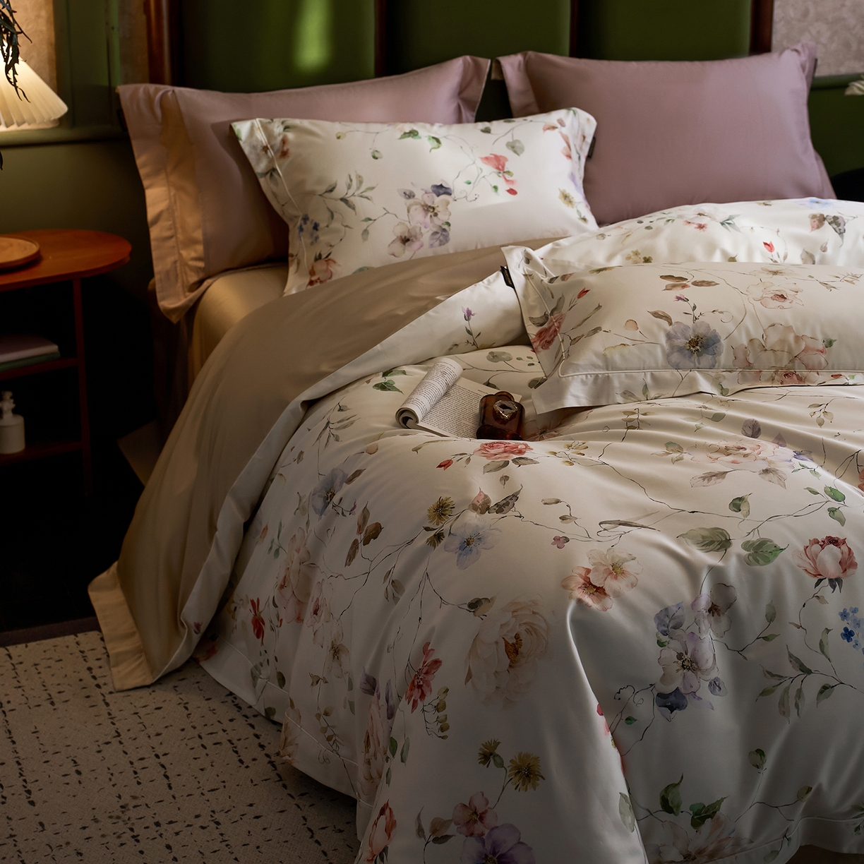 91家纺网 家纺一手货源 找家纺 2025新款 【不断货】70SA类轻奢长绒棉印花四件套正品YKK拉链+精品做工+独版（控价，不低于458） 山木花葶