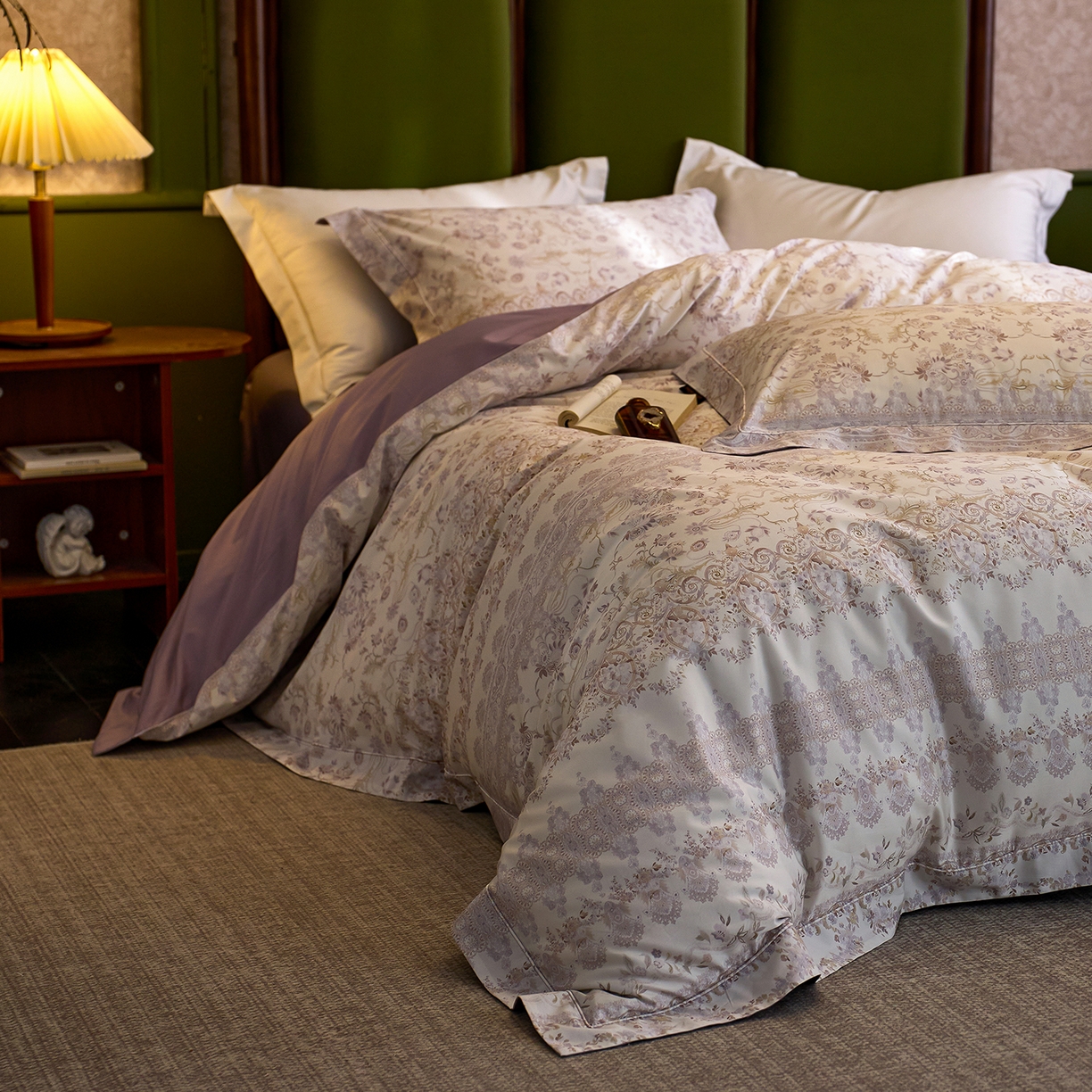 91家纺网 家纺一手货源 找家纺 2025新款 【不断货】70SA类轻奢长绒棉印花四件套正品YKK拉链+精品做工+独版（控价，不低于458） 西曼花诗