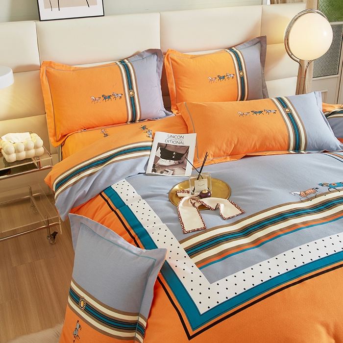 91家纺网 家纺一手货源 找家纺 启航家居 2025新款全棉纯棉磨毛大版印花四件套 奥斯汀