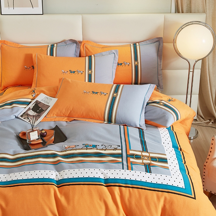 91家纺网 家纺一手货源 找家纺 启航家居 2025新款全棉纯棉磨毛大版印花四件套 奥斯汀