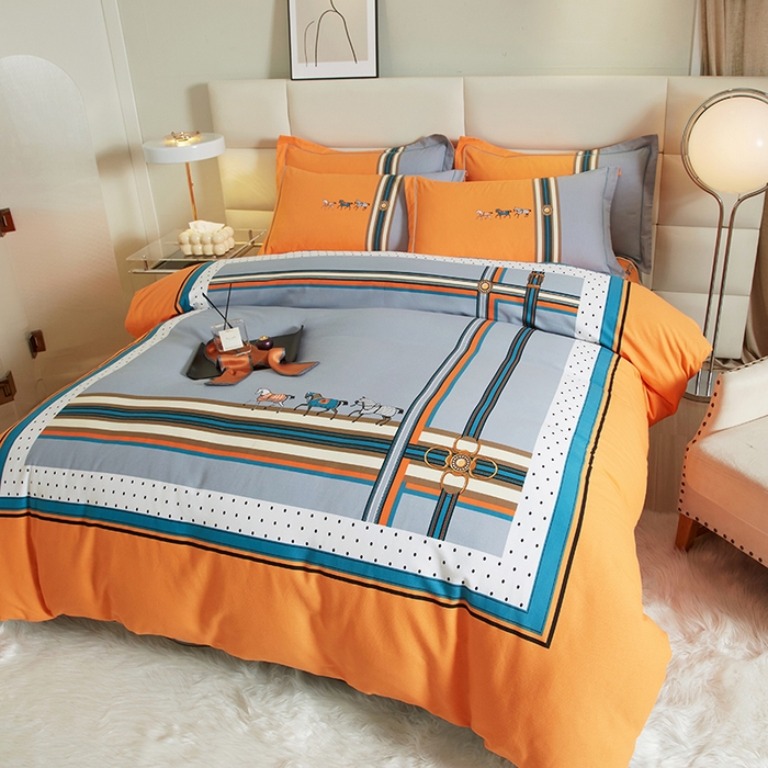 91家纺网 家纺一手货源 找家纺 启航家居 2025新款全棉纯棉磨毛大版印花四件套 奥斯汀