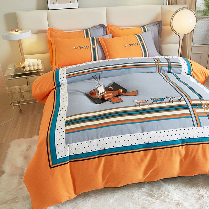 91家纺网 家纺一手货源 找家纺 启航家居 2025新款全棉纯棉磨毛大版印花四件套 奥斯汀