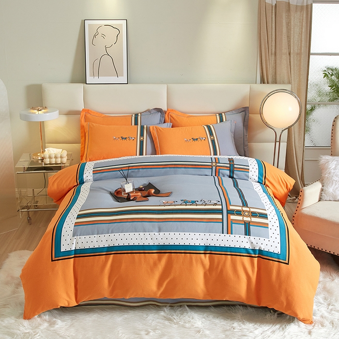 91家纺网 家纺一手货源 找家纺 启航家居 2025新款全棉纯棉磨毛大版印花四件套 奥斯汀