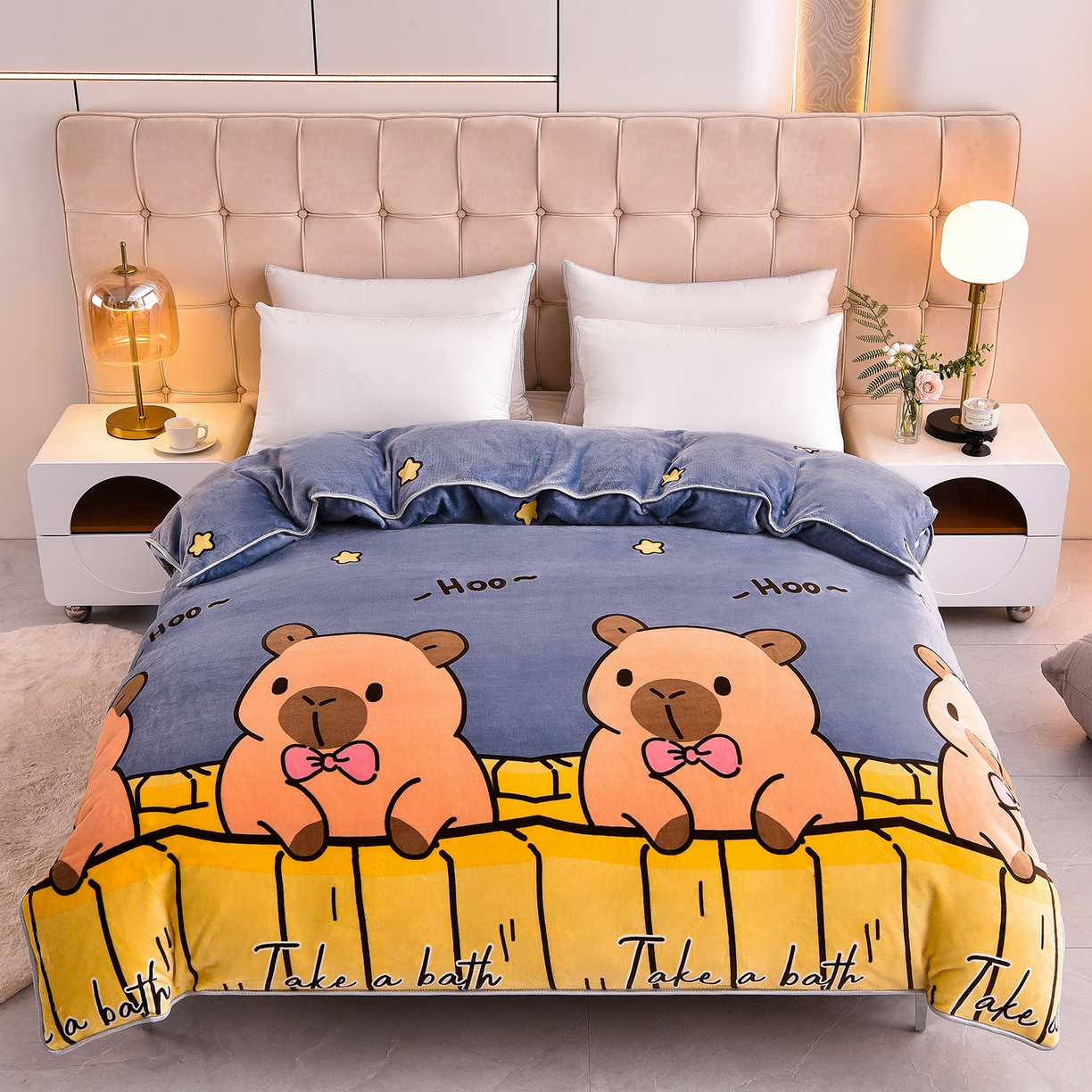 91家纺网 家纺一手货源 找家纺 （总）博兰蒂 2025新款床裙款高克重牛奶绒印花四件套