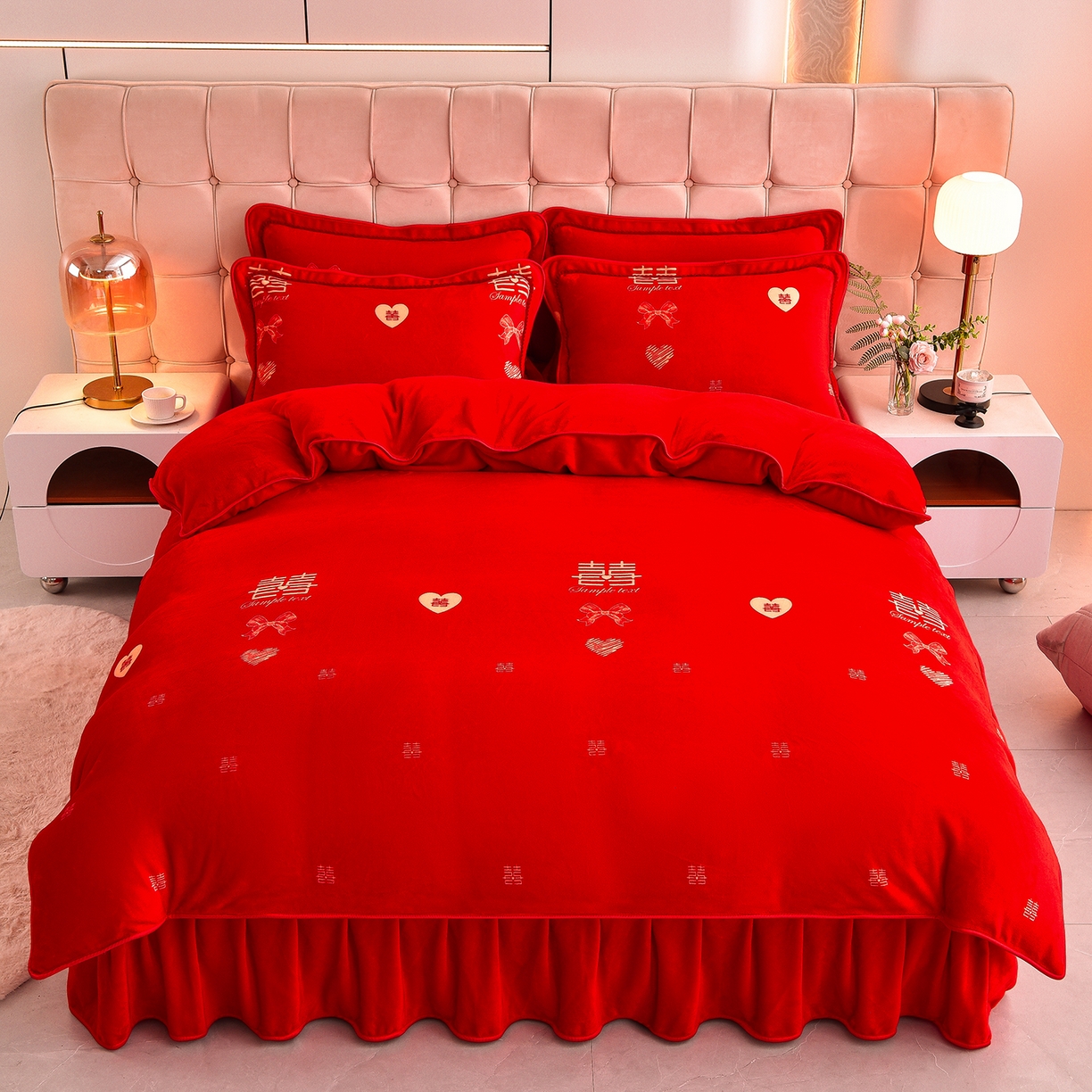 91家纺网 家纺一手货源 找家纺 （总）博兰蒂 2025新款床裙款高克重牛奶绒印花四件套