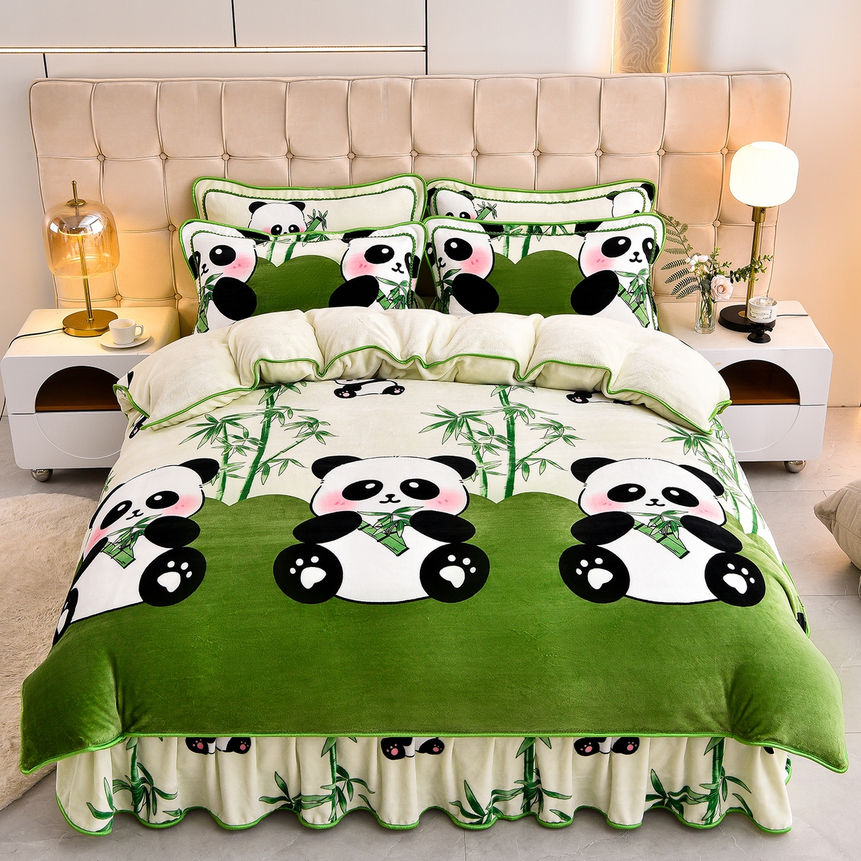 91家纺网 家纺一手货源 找家纺 （总）博兰蒂 2025新款床裙款高克重牛奶绒印花四件套